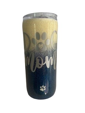 Glitter Ombre Dog Mom Tumbler - Yellow & Navy